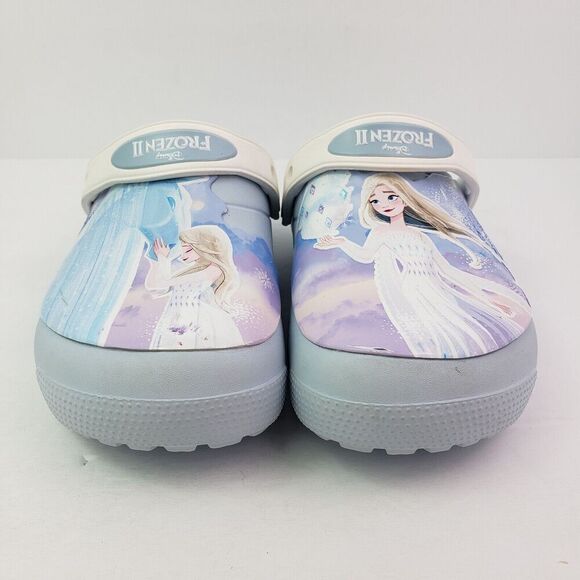 Crocs Fun Lab Kids Size J3 Mineral Blue Frozen II Disney Lined Clog Shoes - Picture 5 of 12